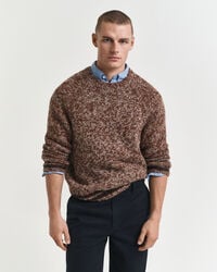 mélange wool crew neck sweater - light brown melange