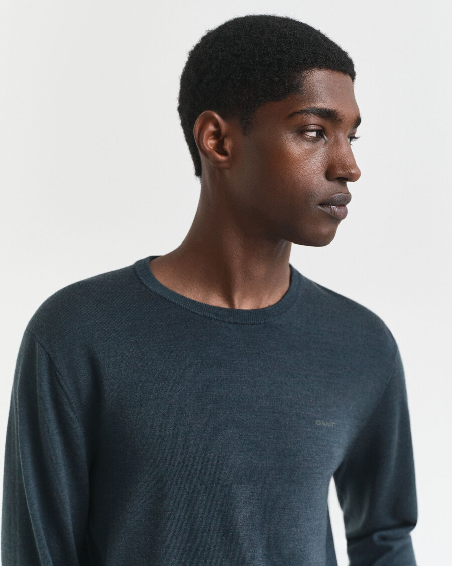 merino wool crew neck sweater - tartan green