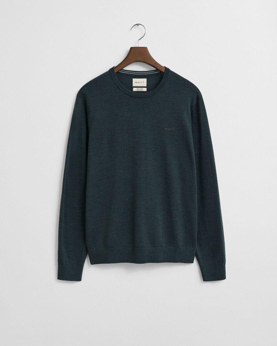 merino wool crew neck sweater - tartan green