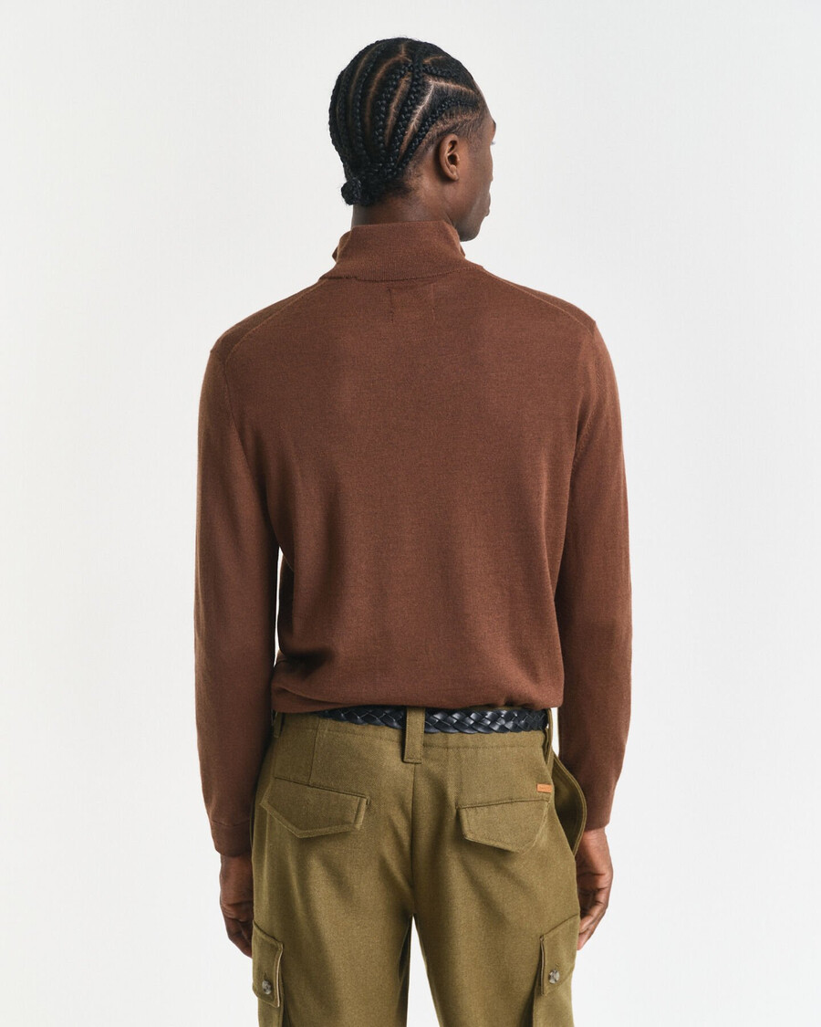 extra fine merino wool halfzip sweater - mahogany brown