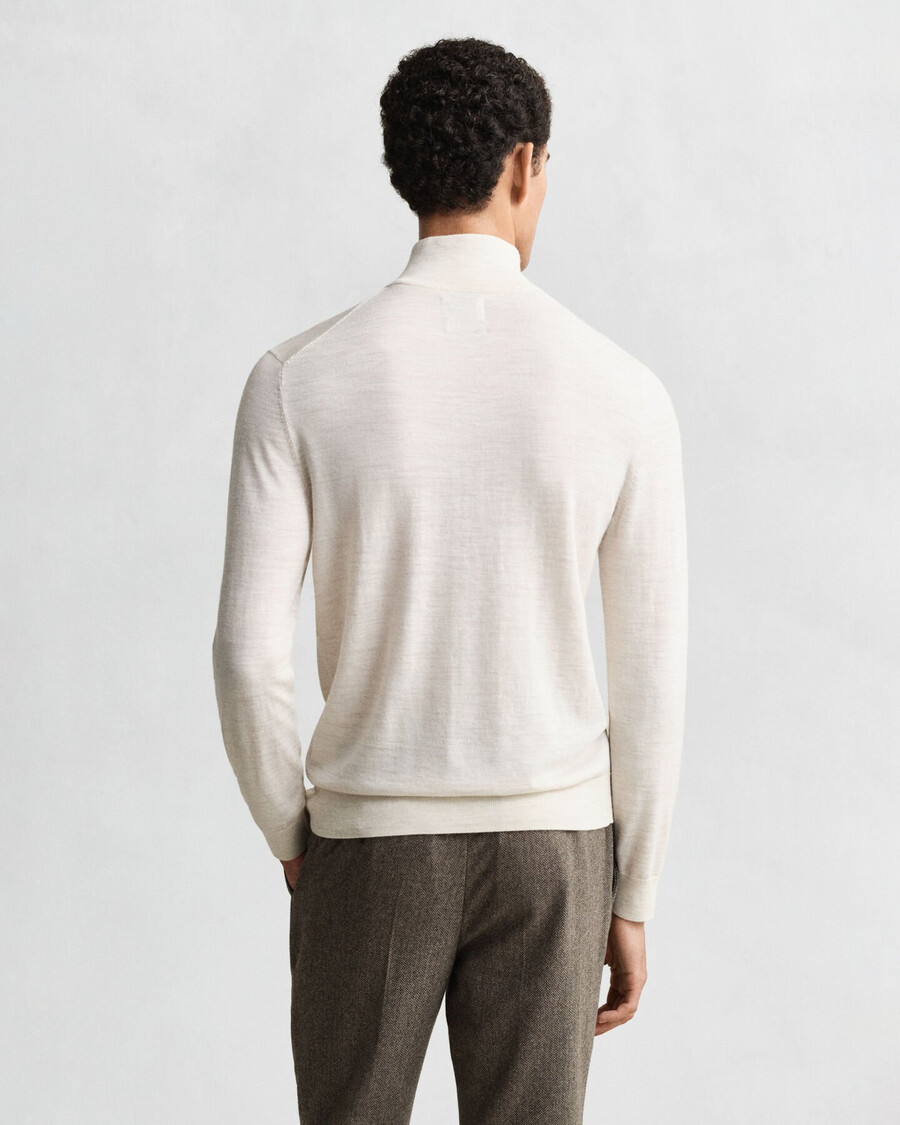 extra fine merino wool halfzip sweater - seed melange