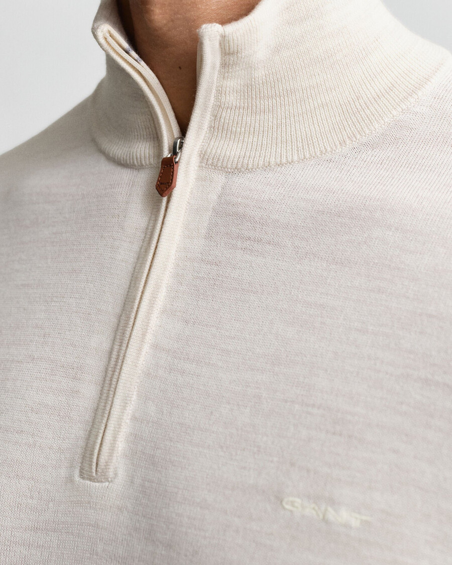 extra fine merino wool halfzip sweater - seed melange