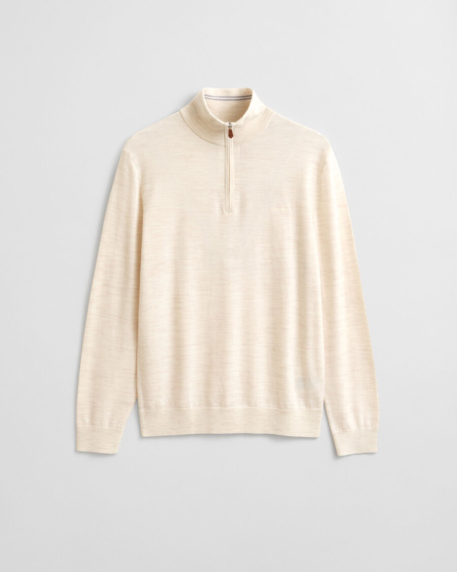 extra fine merino wool halfzip sweater - seed melange