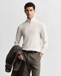 extra fine merino wool halfzip sweater - seed melange