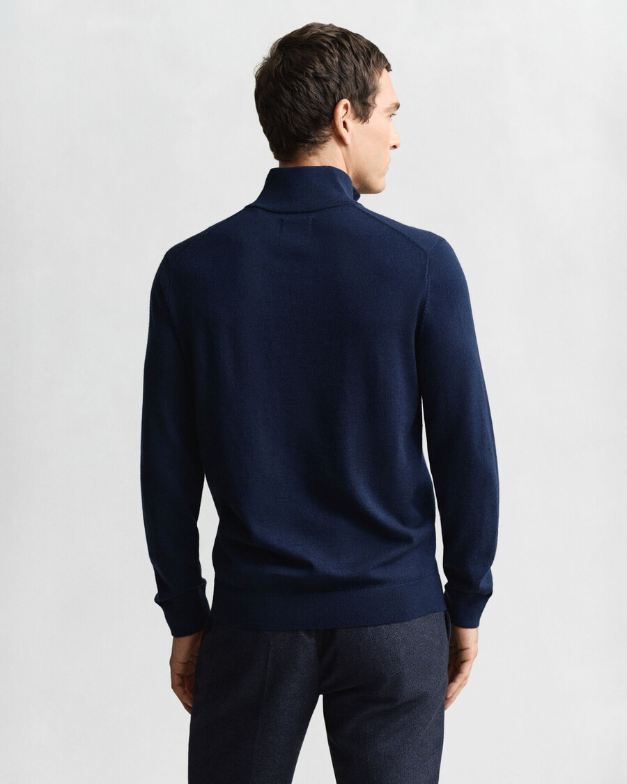 extra fine merino wool halfzip sweater - marine