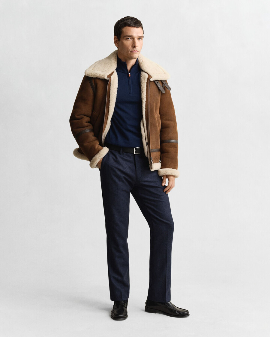 extra fine merino wool halfzip sweater - marine