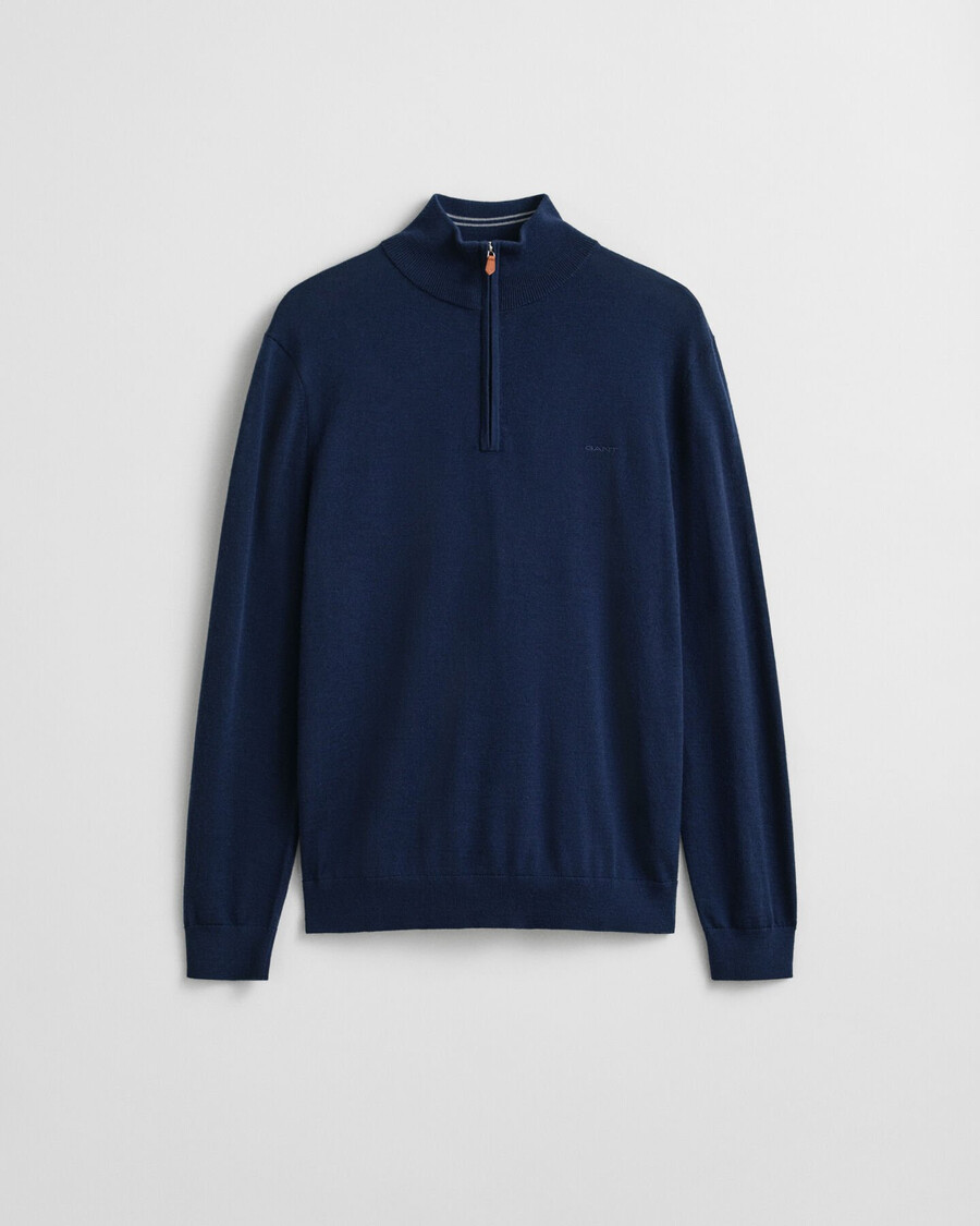 extra fine merino wool halfzip sweater - marine
