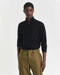 extra fine merino wool halfzip sweater - black