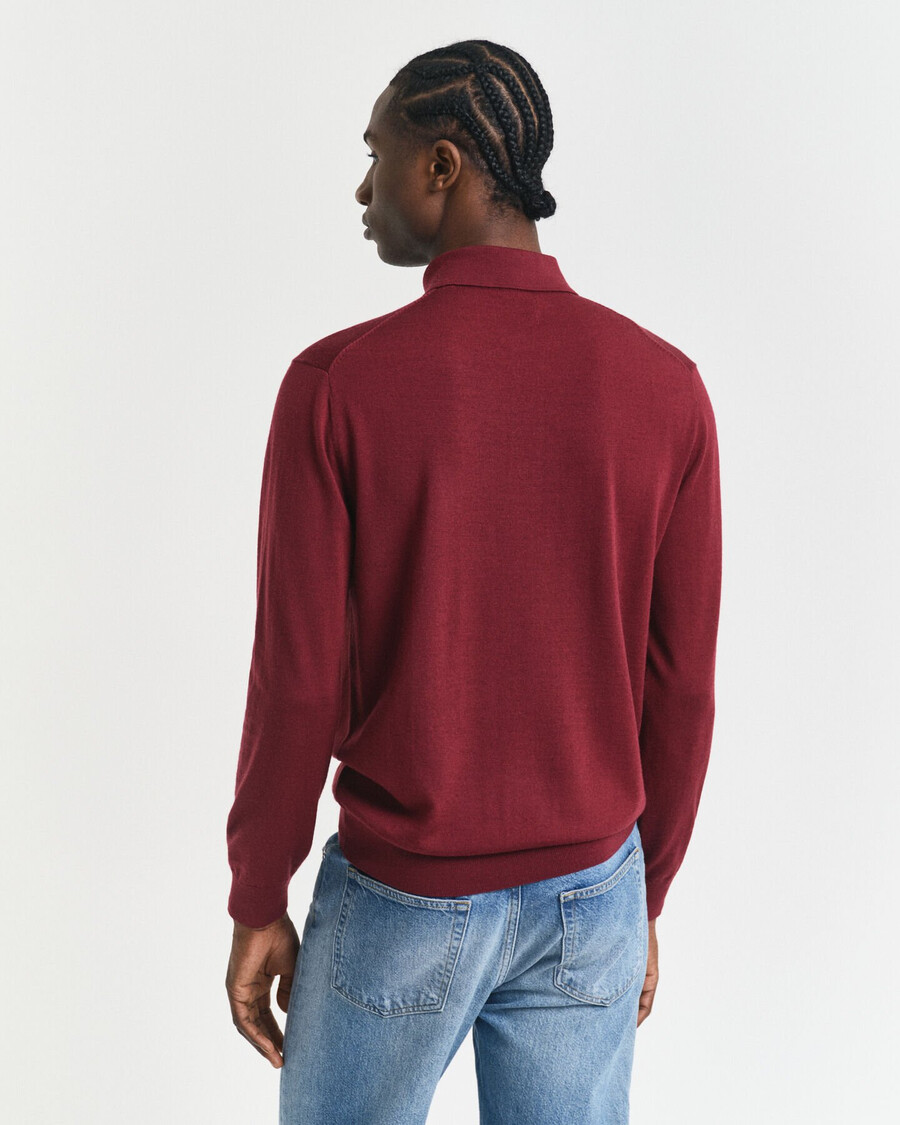 extra fine merino wool polo sweater - plumped red