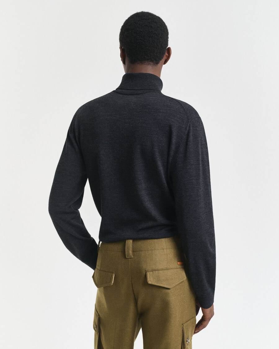 extra fine merino wool turtleneck sweater - dark charcoal melange