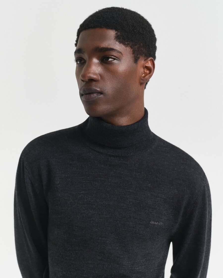 extra fine merino wool turtleneck sweater - dark charcoal melange