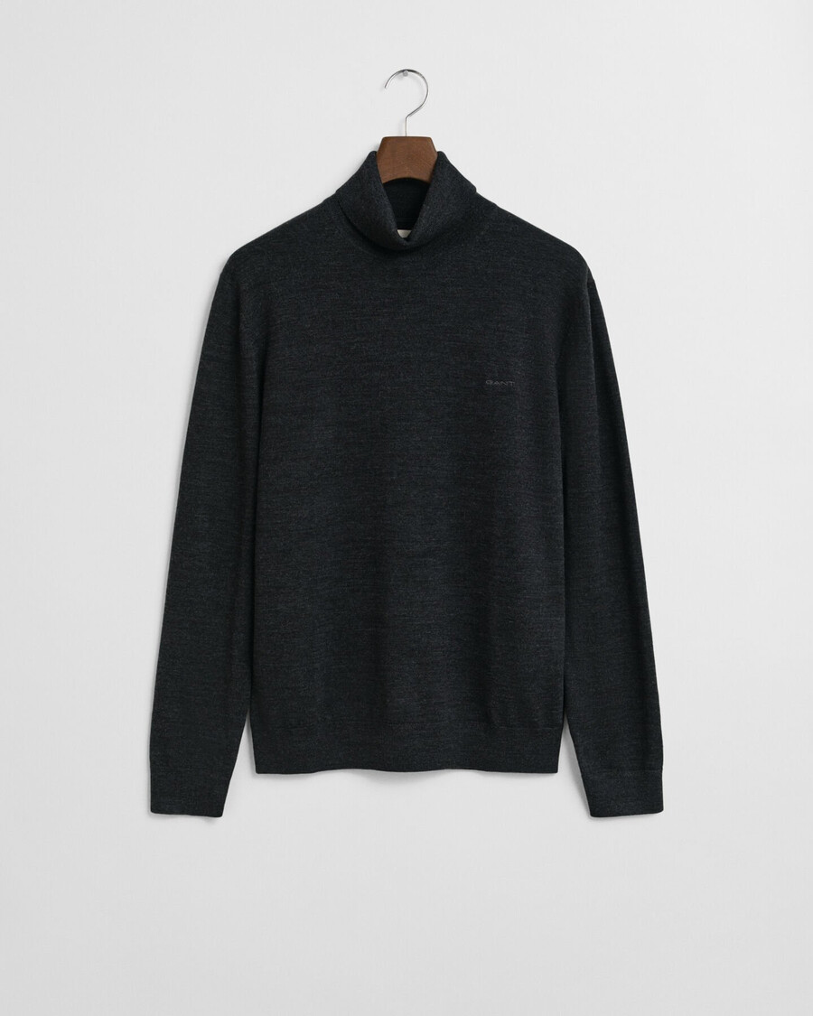 extra fine merino wool turtleneck sweater - dark charcoal melange