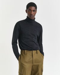extra fine merino wool turtleneck sweater - dark charcoal melange