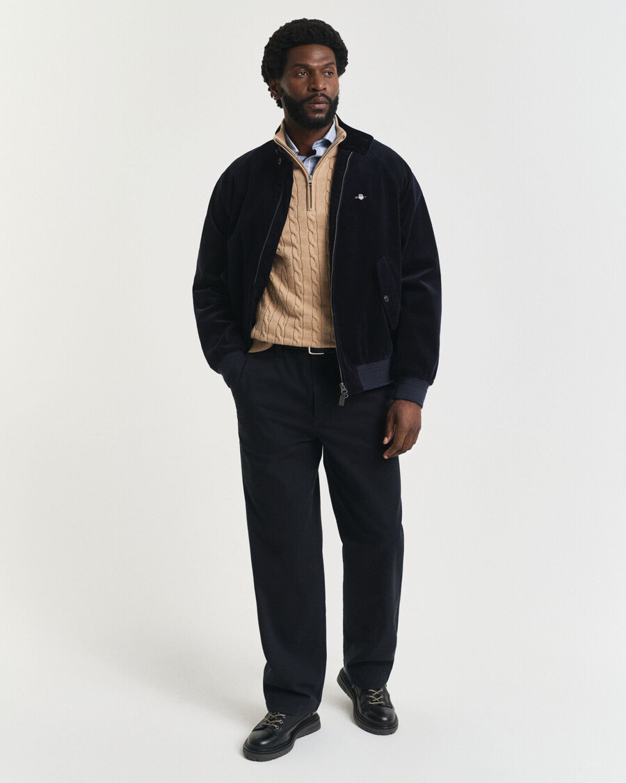 cotton cable knit halfzip sweater - khaki melange