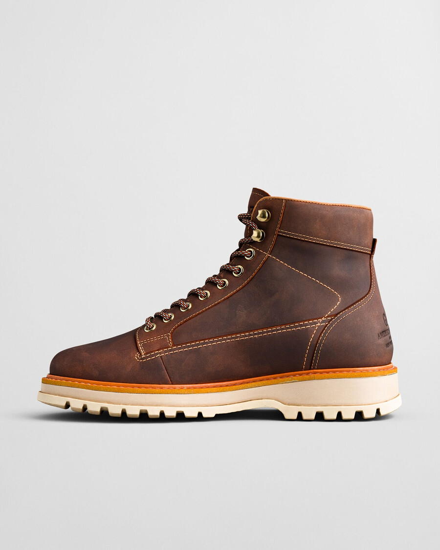 clafton leather laceup boots - whiskey brown