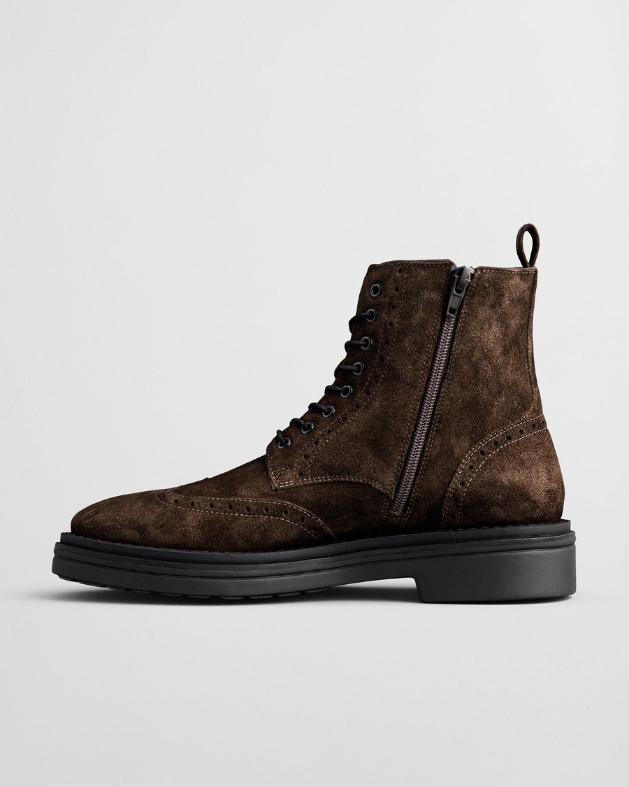 boggar suede brogue laceup boots - dark brown