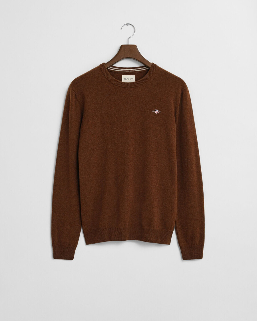 superfine lambswool crew neck sweater - mahogany brown