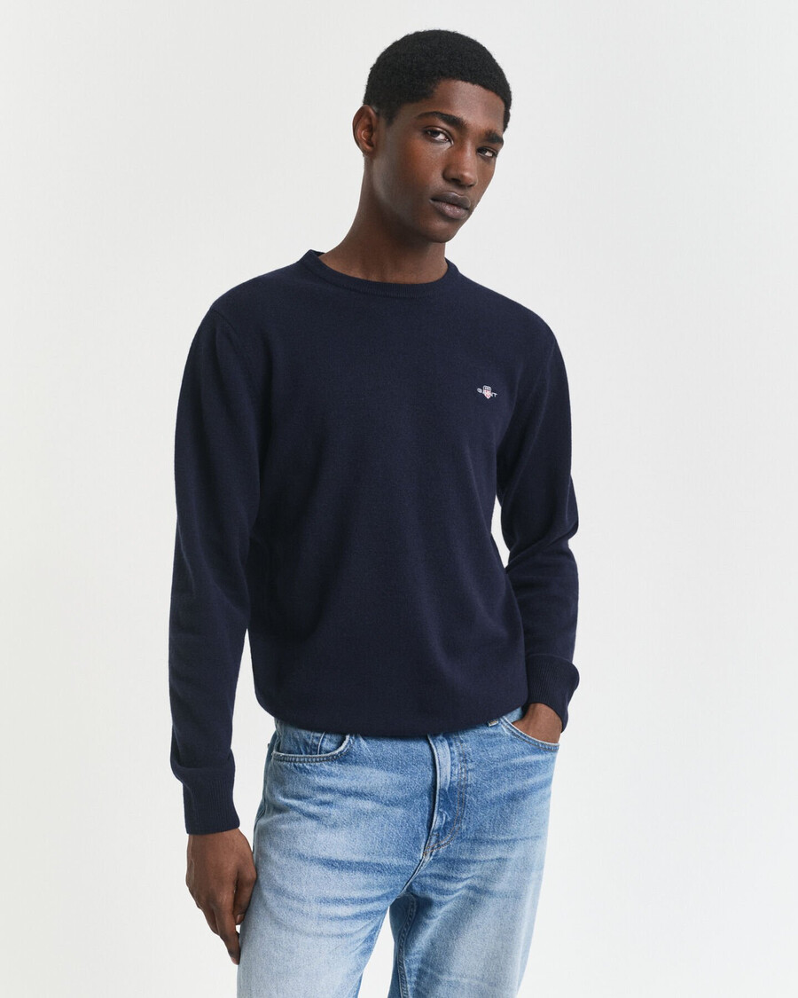superfine lambswool crew neck sweater - marine
