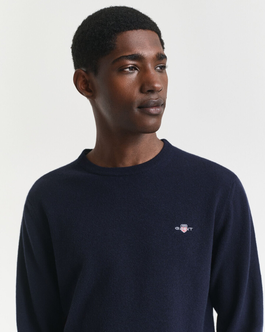 superfine lambswool crew neck sweater - marine