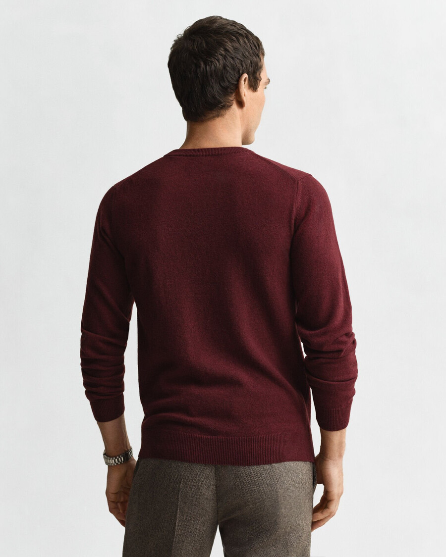 superfine lambswool crew neck sweater - bordeaux melange