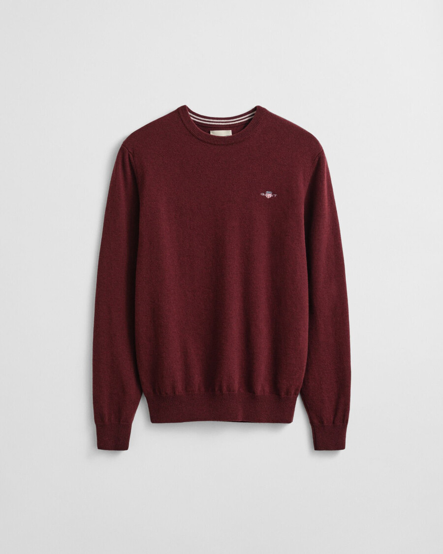 superfine lambswool crew neck sweater - bordeaux melange