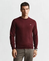 superfine lambswool crew neck sweater - bordeaux melange