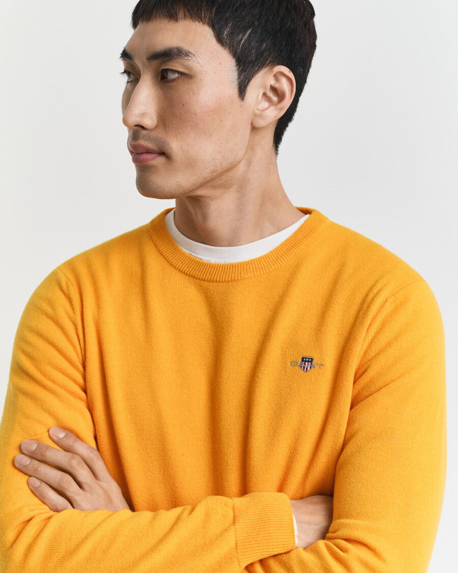 superfine lambswool crew neck sweater - yellow lichen