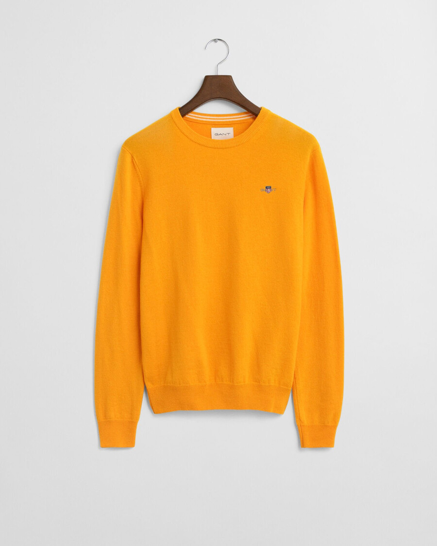 superfine lambswool crew neck sweater - yellow lichen