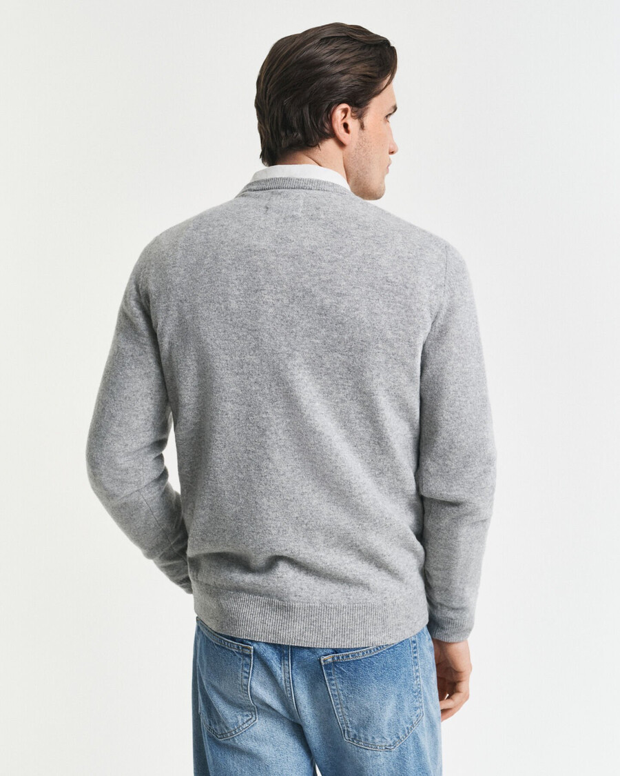 superfine lambswool crew neck sweater - grey melange