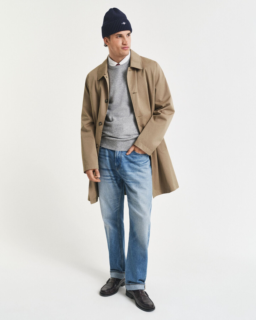superfine lambswool crew neck sweater - grey melange