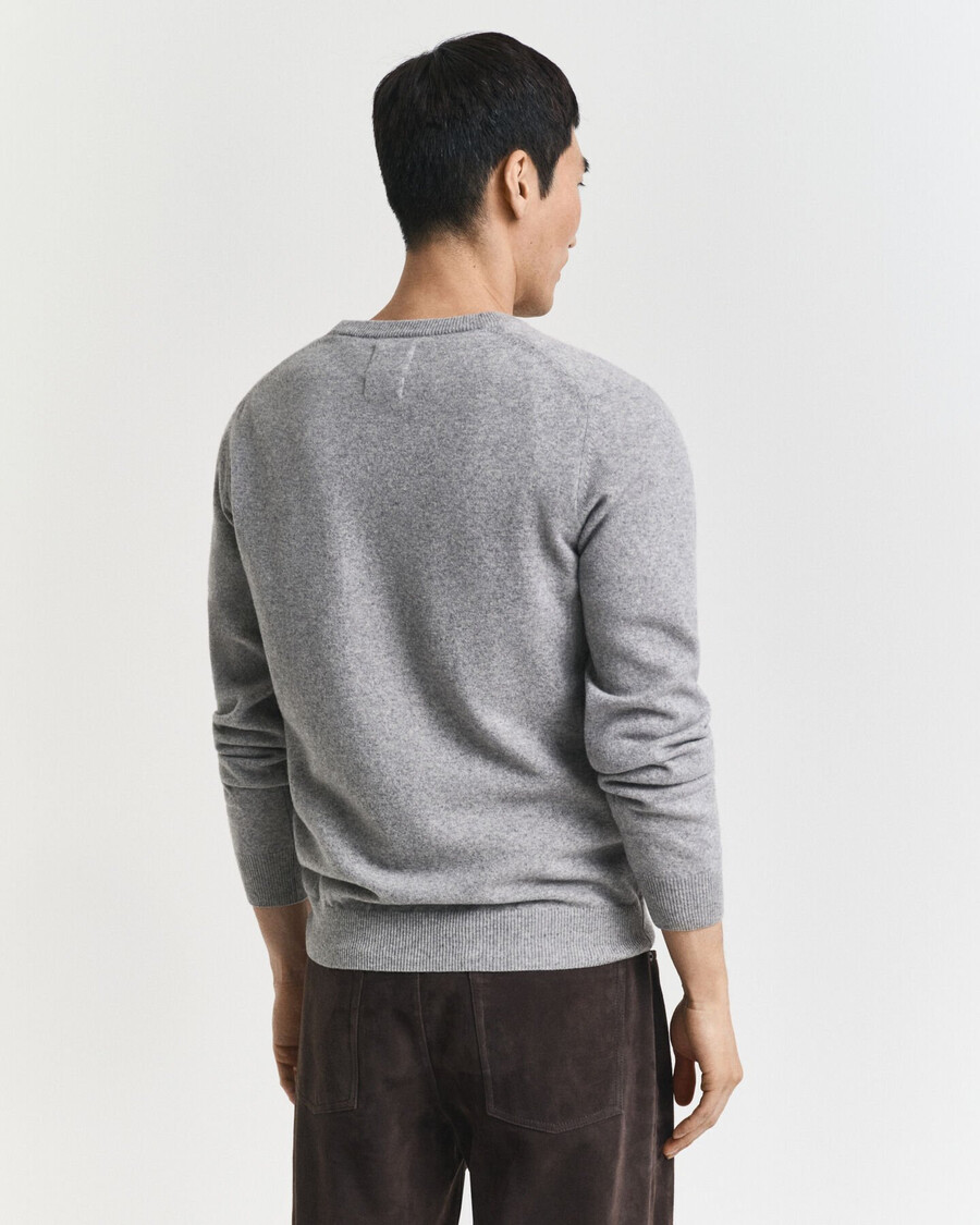 superfine lambswool vneck sweater - grey melange