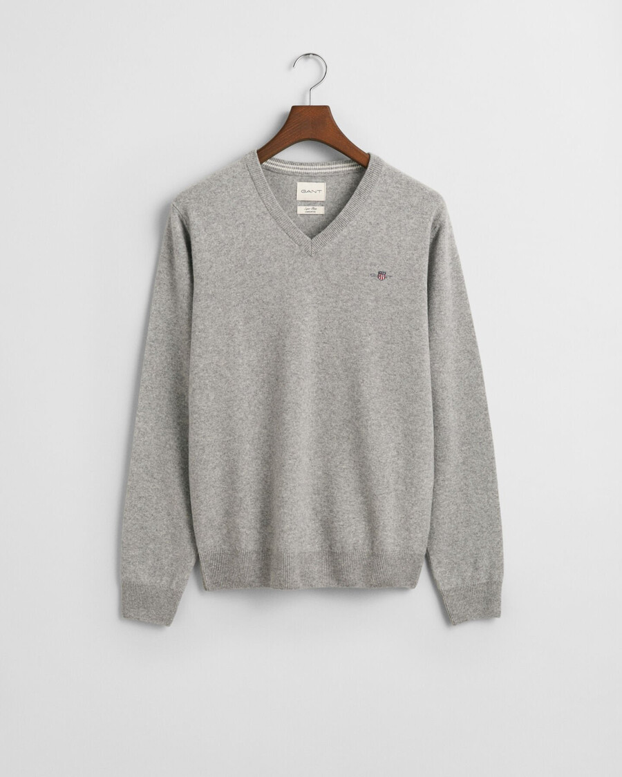 superfine lambswool vneck sweater - grey melange