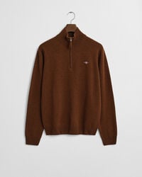 superfine lambswool halfzip sweater - mahogany brown