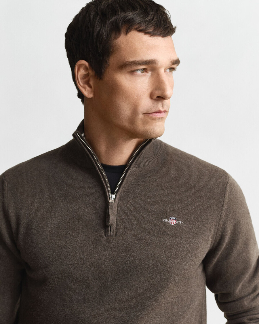 superfine lambswool halfzip sweater - seawood melange