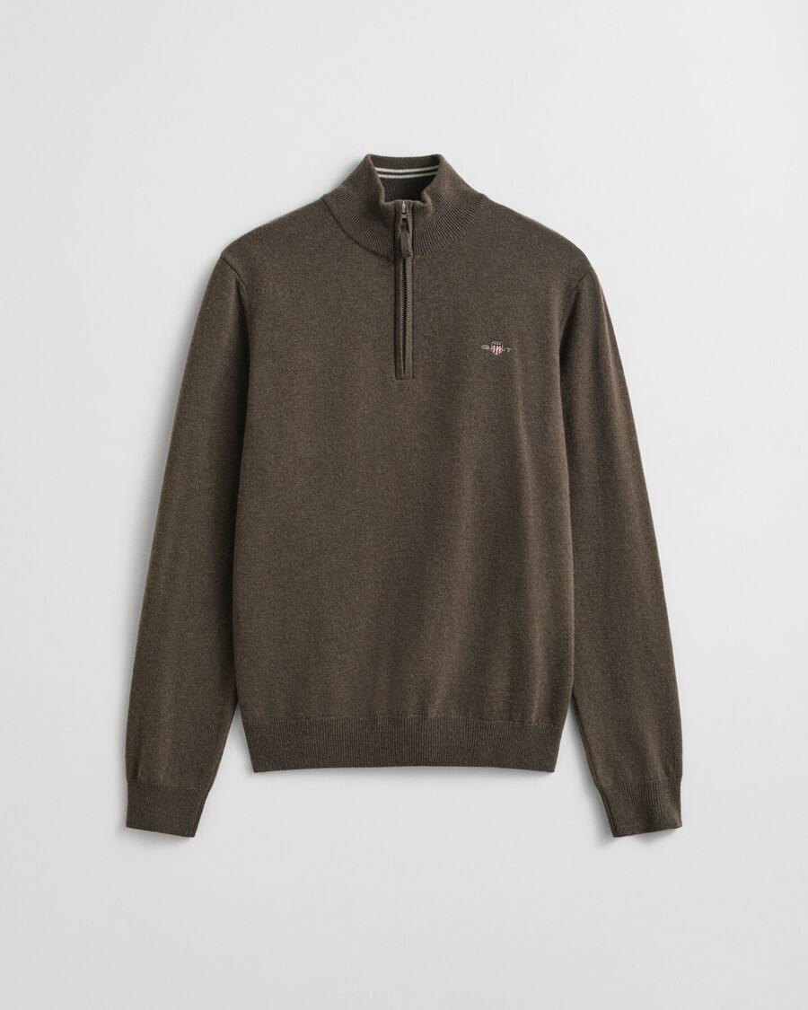 superfine lambswool halfzip sweater - seawood melange