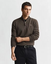superfine lambswool halfzip sweater - seawood melange