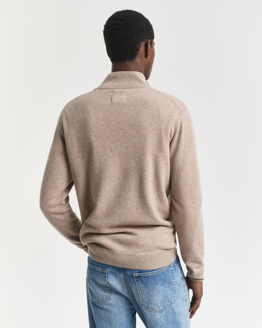 superfine lambswool halfzip sweater - dk sand melange