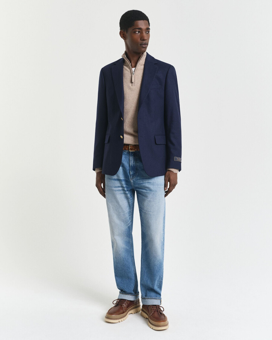 superfine lambswool halfzip sweater - dk sand melange