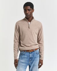 superfine lambswool halfzip sweater - dk sand melange