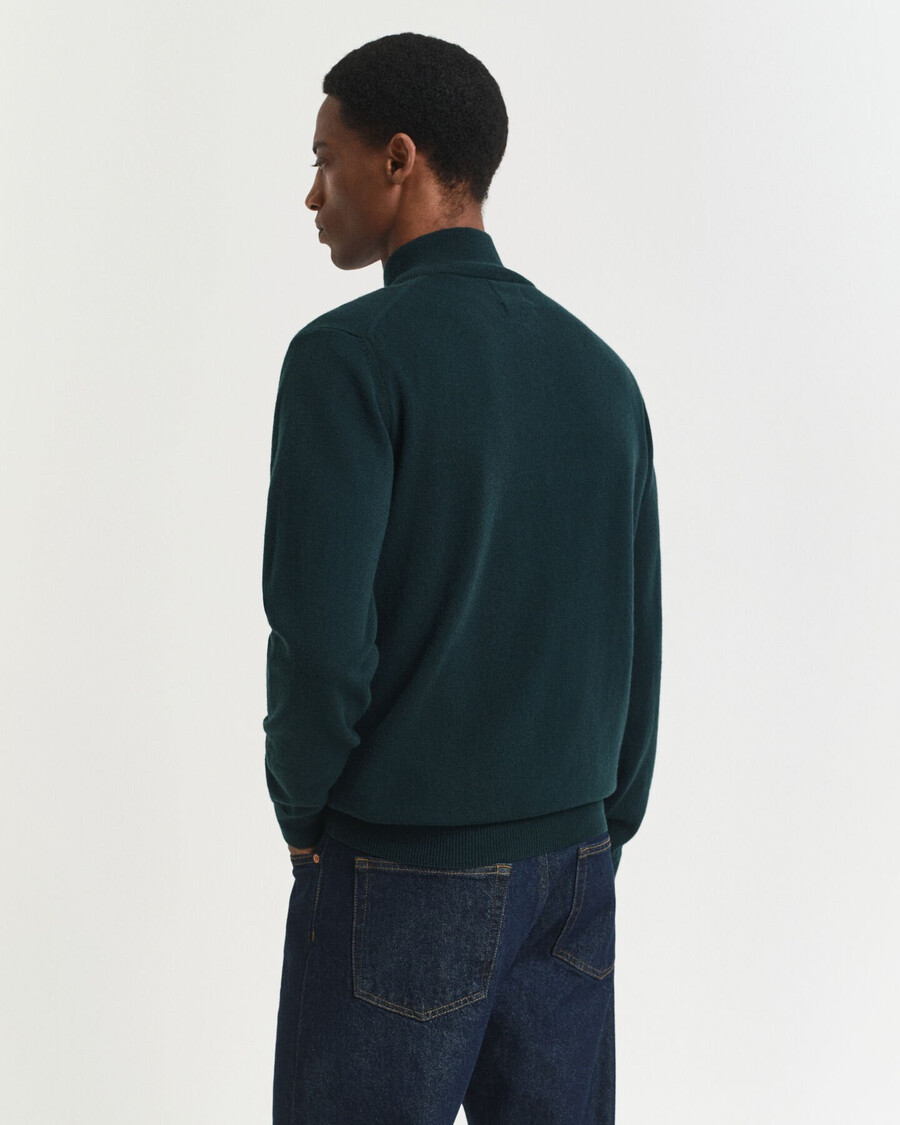 superfine lambswool halfzip sweater - tartan green