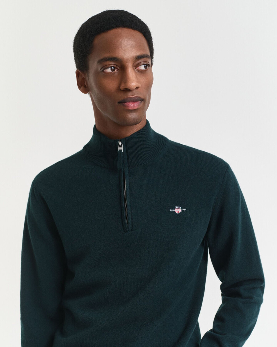 superfine lambswool halfzip sweater - tartan green