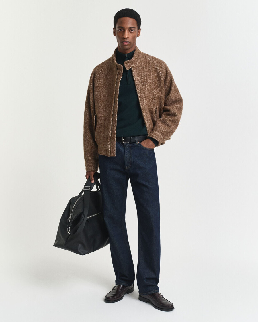 superfine lambswool halfzip sweater - tartan green