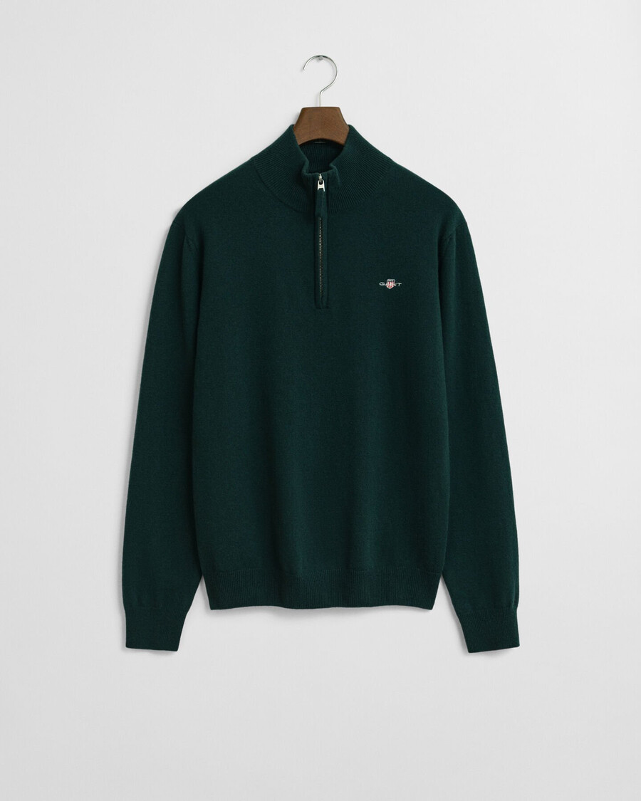 superfine lambswool halfzip sweater - tartan green
