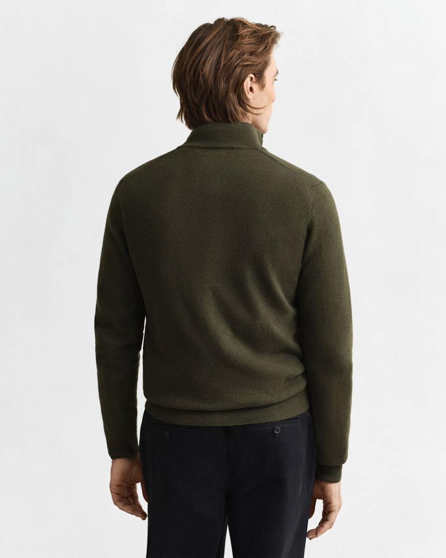 superfine lambswool halfzip sweater - khaki green melange