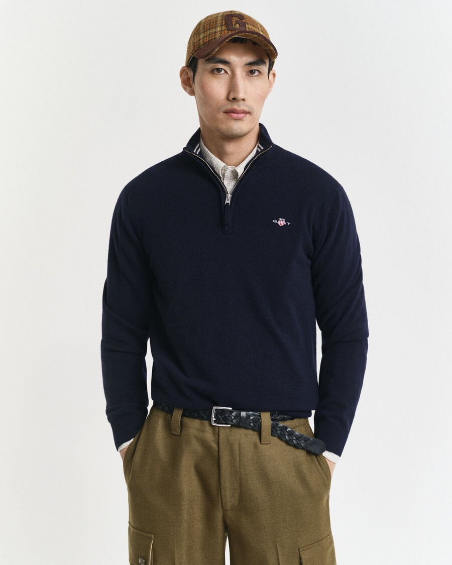 superfine lambswool halfzip sweater - marine