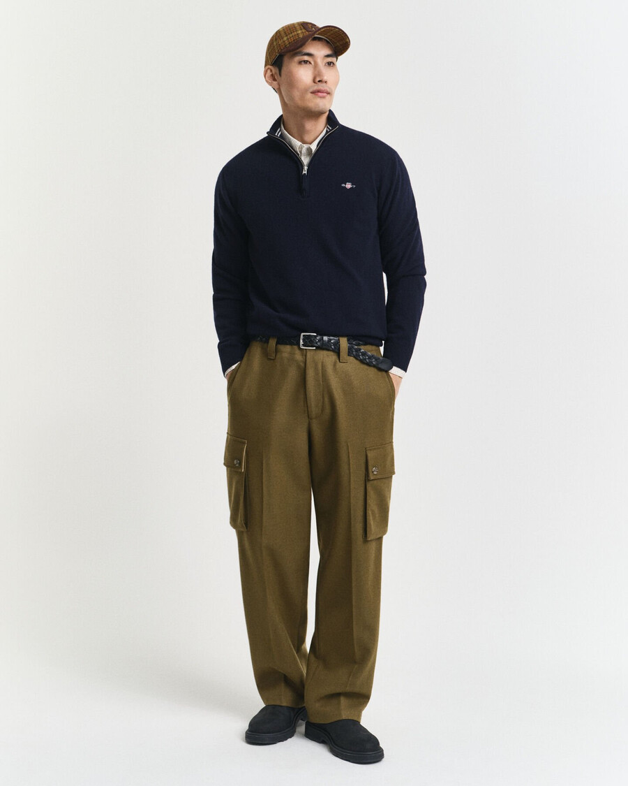 superfine lambswool halfzip sweater - marine