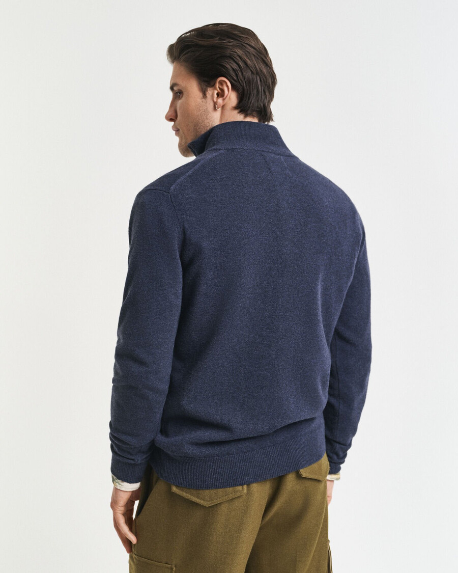 superfine lambswool halfzip sweater - dark navy melange