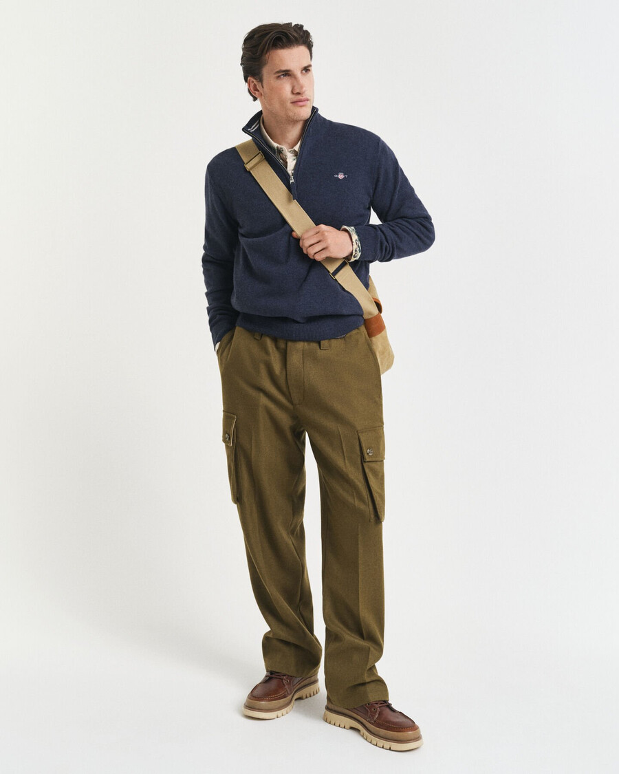 superfine lambswool halfzip sweater - dark navy melange