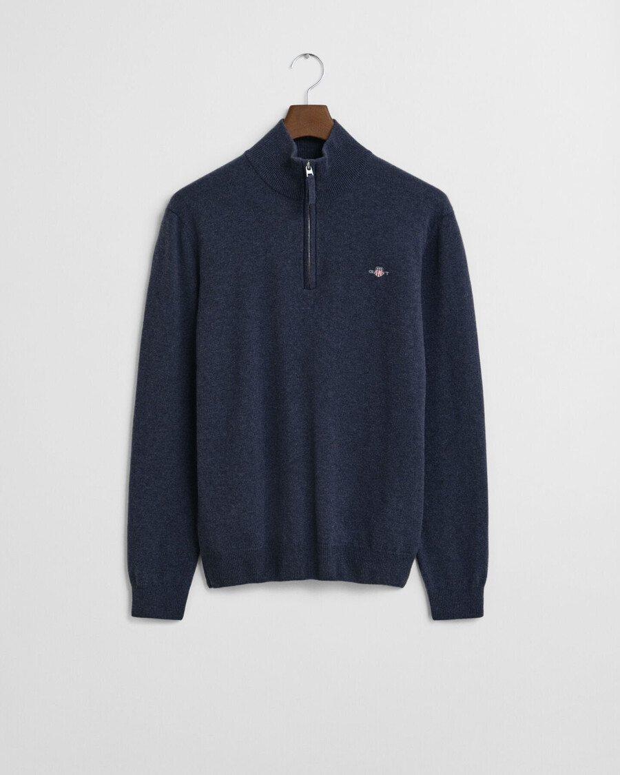 superfine lambswool halfzip sweater - dark navy melange