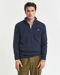 superfine lambswool halfzip sweater - dark navy melange